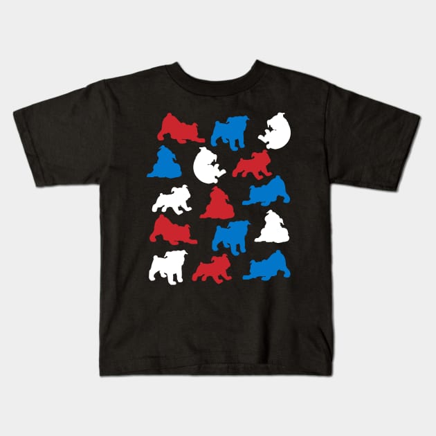 Patriotic Bulldog Dog America Flag 4Th Of July Kids T-Shirt by klausgaiser